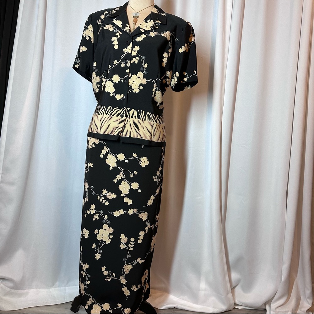 Joan Leslie Skirt & Top Set Sz 14P Floral Maxi Modest Wedding Church Comfortable
